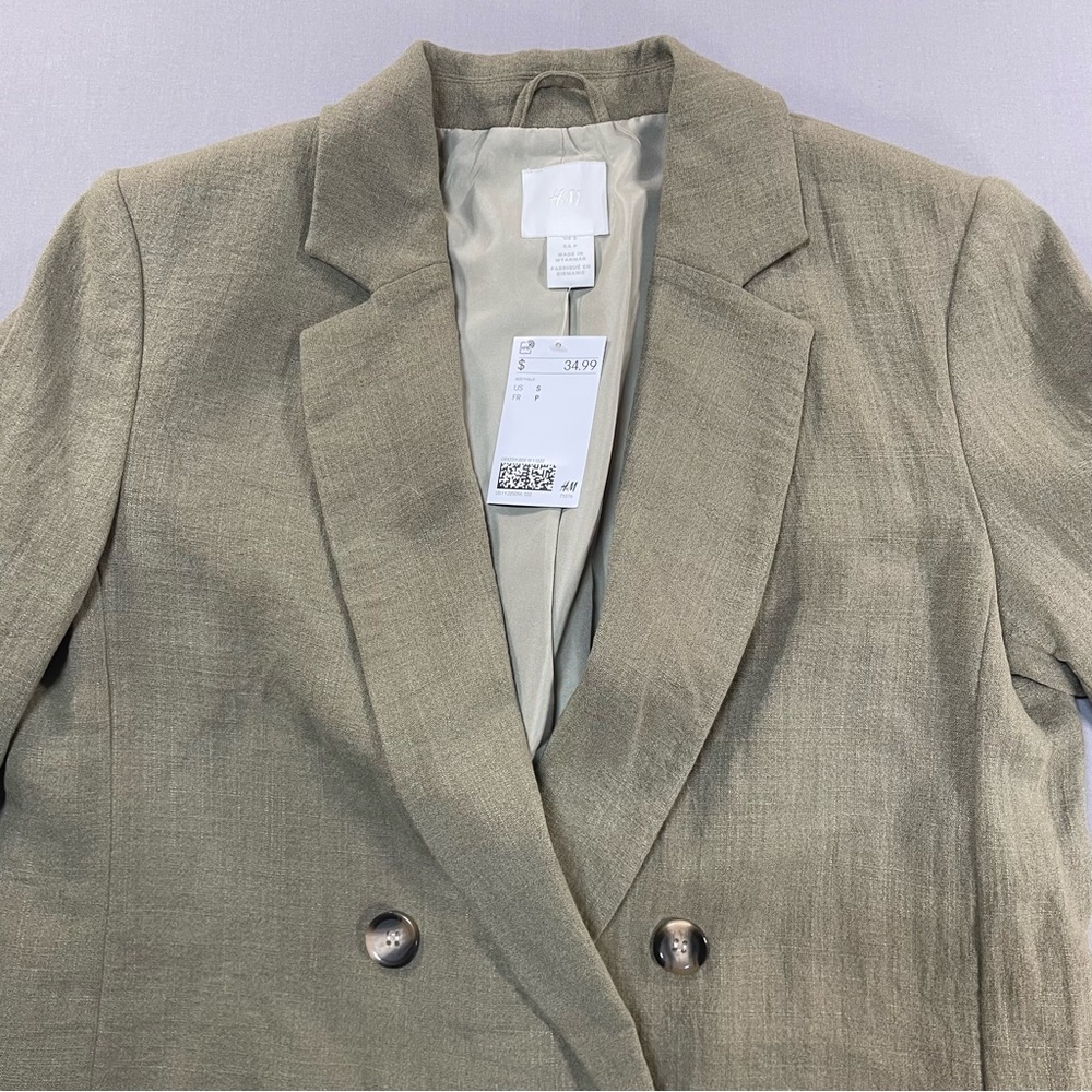 NWT H&M Lightweight Double Breasted Single Button Blazer Jacket - Womens Small - Picture 3 of 15